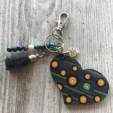 John Deere Heart keyring 60mm close-up