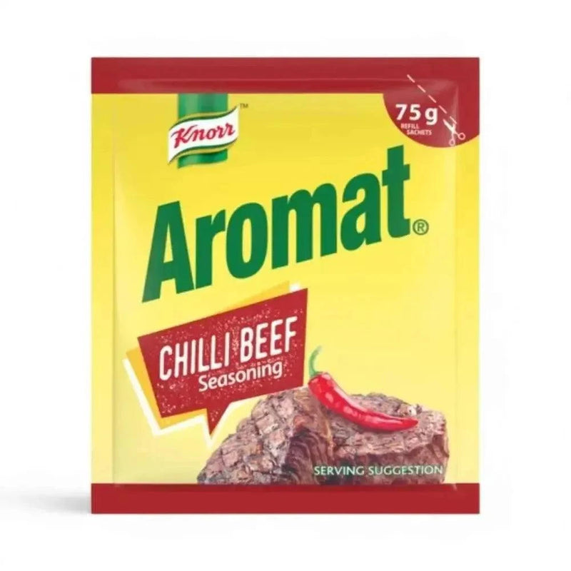 Knorr Aromat Chilli Beef Seasoning Refill 75g in packaging with bold chili beef flavor and versatile culinary use.