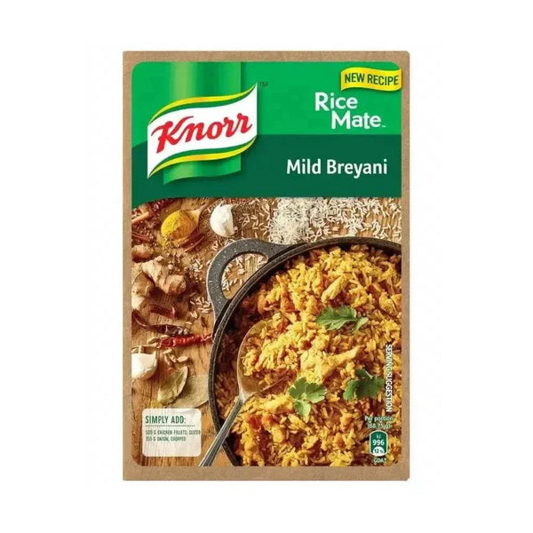 Knorr Mild Breyani Rice Mate 275g box with pre-cooked rice and spices for easy South African briyani meal