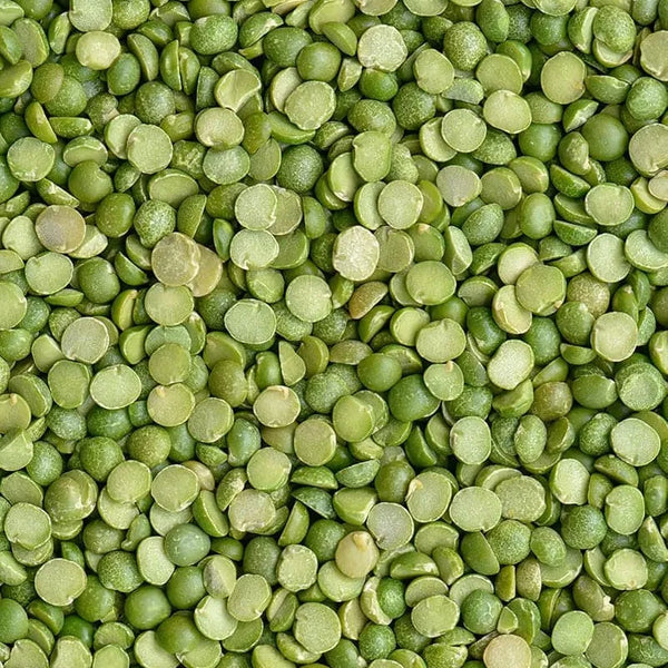 Close-up of raw green split peas for cooking and meal preparation