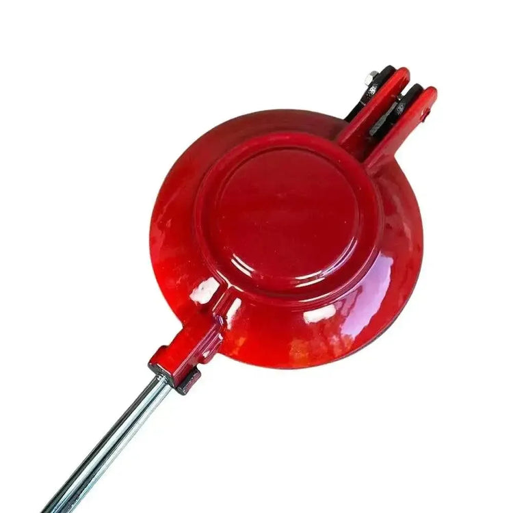 LK 145/42 red enamel cast iron jaffle maker with wooden handle