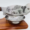 Large handmade South African Biltong Cutter with Kiaat wood base and engraved wildlife design.