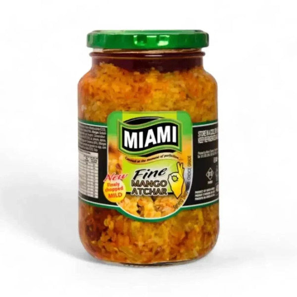 Miami Atchar Fine Mango mild 400g green bottle with finely chopped green mangoes