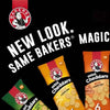 Bakers Mini Cheddars Multipack Cheese 33g (Pack of 6) packaging featuring cheddar snacks, highlighting new look.