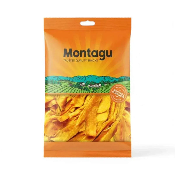 Montagu Dried Fruit & Nuts Mango Strips 100g in resealable packaging.