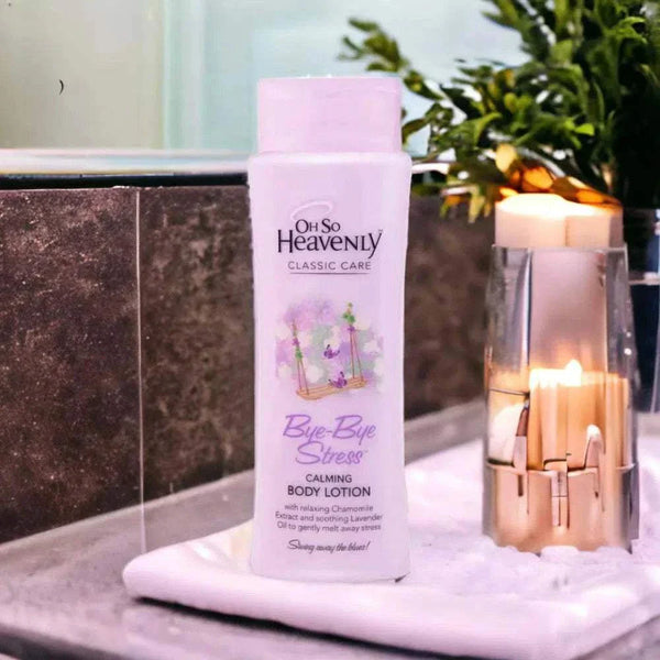 Oh So Heavenly Classic Care Body Lotion - Bye Bye Stress 720ml with calming Lavender and Chamomile, mood-boosting fragrance.