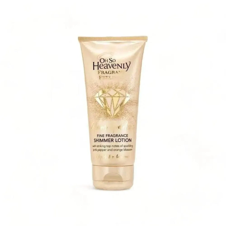Oh So Heavenly Glam Goddess shimmer body lotion with pink pepper, orange blossom, vanilla, and coffee scent, 200ml