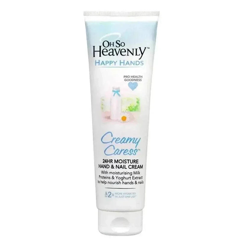 Oh So Heavenly Happy Hands creamy caress hand cream 140ml bottle with moisturizing ingredients