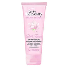Oh So Heavenly Happy Hands Hand Cream Soft Touch 75ml bottle with natural ingredients like Vitamin C and Jojoba Seed Oil for hydration and nail care