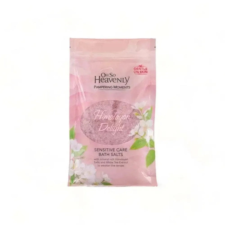 Oh So Heavenly Himalayan Delight Sensitive Care Bath Salts 1.2kg with Himalayan pink salts and white tea extract for gentle, relaxing skincare