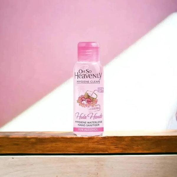 Hygiene Clean Hula Hands Waterless Hand Sanitiser 60ml bottle with 70% alcohol content.