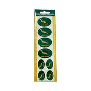 Pack of official Springboks olive temporary tattoo strips with Springbok logo designs on skin