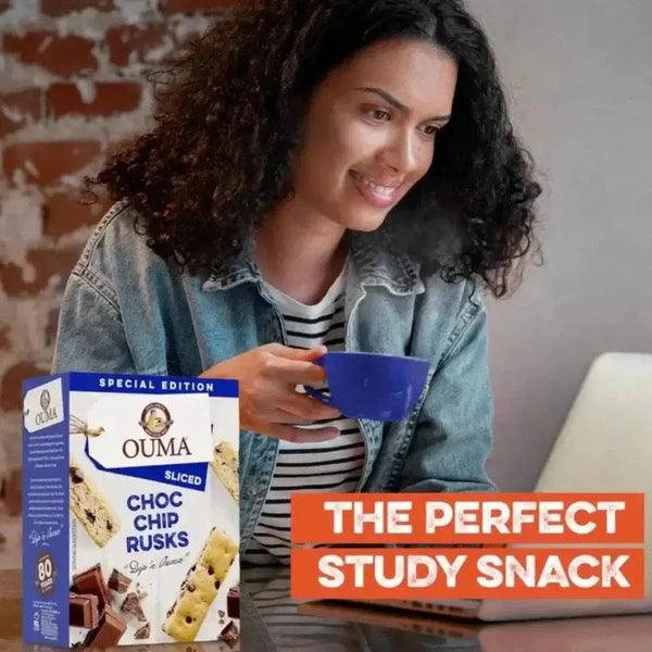 Ouma Rusk Choc Chip Sliced 450g packet for coffee snack