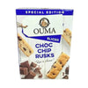 Ouma Rusk Choc Chip Sliced 450g package with coffee cup background