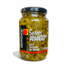Jar of Peppadew Sweet Jalapeno Peppers Hot Slices in Brine 400g for mild spicy flavor