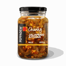 Peppadew Atchar Jalapeno Mild 400g glass jar with chunky jalapeño pieces and mild heat