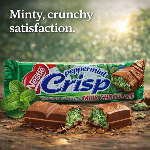 Nestle Peppermint Crisp chocolate bar with mint-flavored cracknel filling