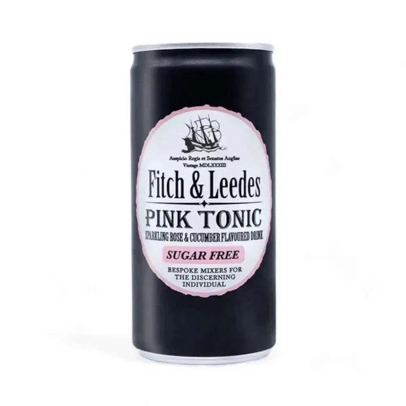 Fitch & Leedes Pink Tonic Sugar-Free 200ml bottle with rose and cucumber flavors for gin mixers