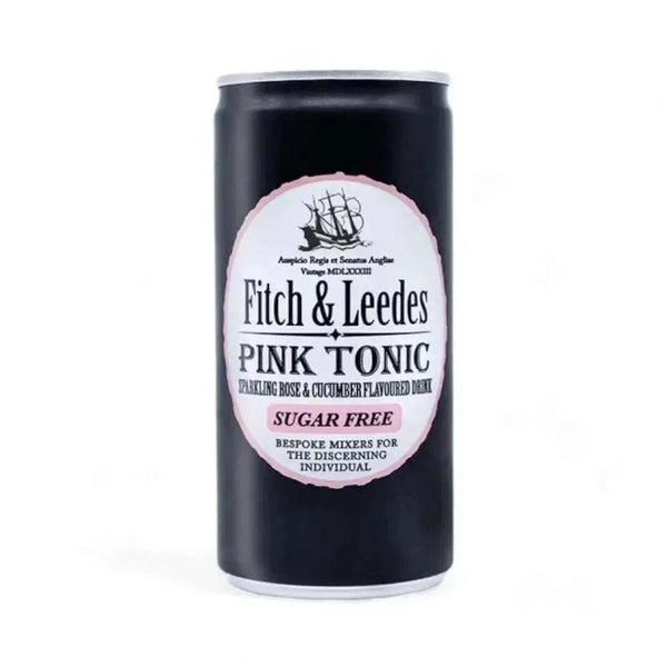 Fitch & Leedes Pink Tonic Sugar-Free 200ml bottle with rose and cucumber flavors for gin mixers