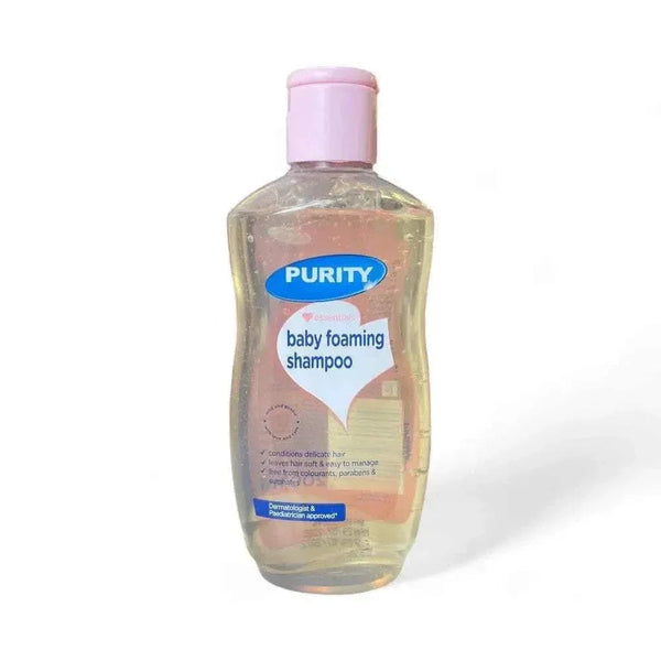Purity Essentials Baby Foaming Shampoo 200ml bottle for gentle, natural baby hair care