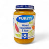 Purity Puree Jar Mixed Vegetables & Rice baby food for 8 months plus, textured and preservative-free in 200ml glass jar