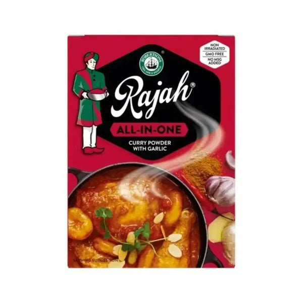 Rajah Curry Powder All in One 100g pack with natural, GMO-free spices for authentic Indian flavor