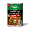 Rhodes Relish Tomato Mexican Style 410g can with spicy tomatoes, onions, chillies, and herbs.