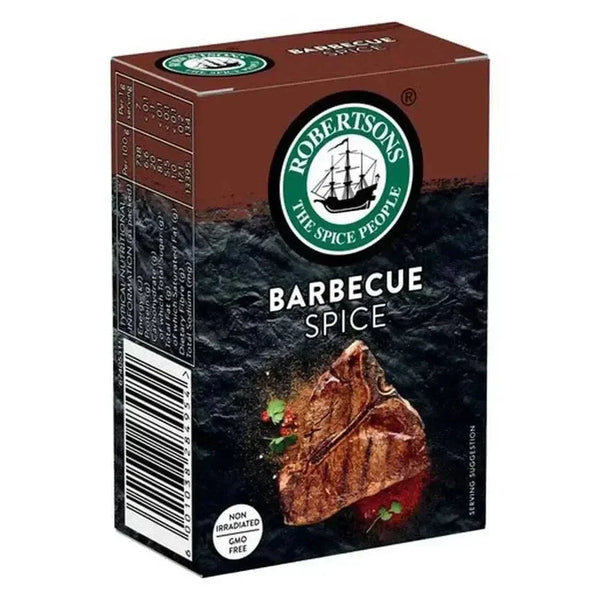 Robertsons Refill BBQ Spice 64g bottle enhancing meat dishes with rich, tangy flavor