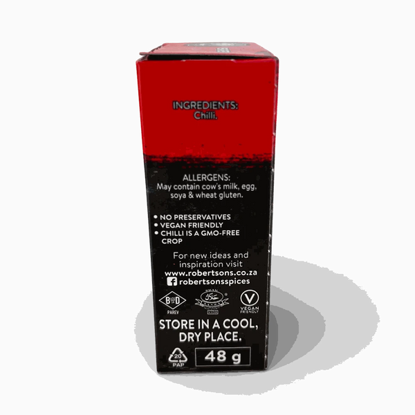 Robertsons Refill Peri-Peri 48g spice container adding tangy flavor to meals