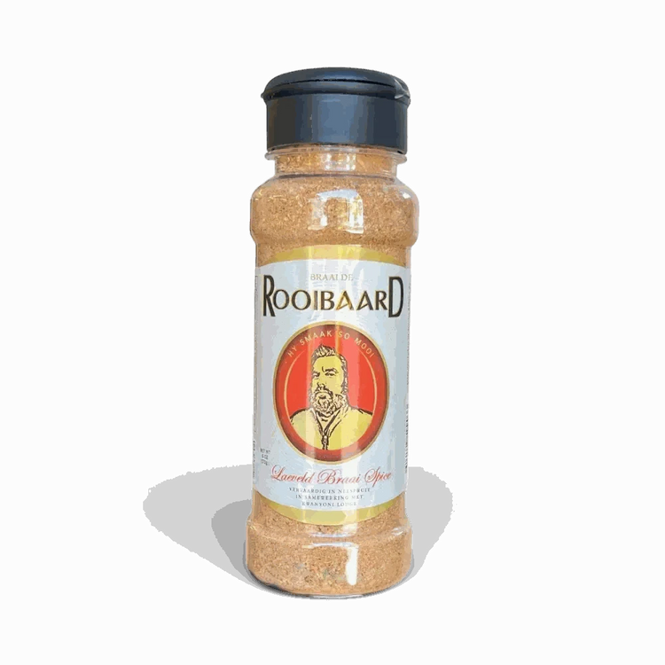 Rooibaard Leaveld Braai Spice 170g shaker with authentic South African seasoning for meat and vegetables