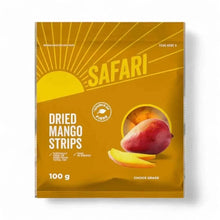 Safari Dried Mango strips in resealable pouch, naturally sweet high-fiber snack
