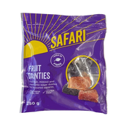 Safari Fruit Dainties 250g pack of gluten-free dried fruit sugar-coated squares with mixed flavors