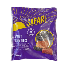 Safari Fruit Dainties 250g pack of gluten-free dried fruit sugar-coated squares with mixed flavors