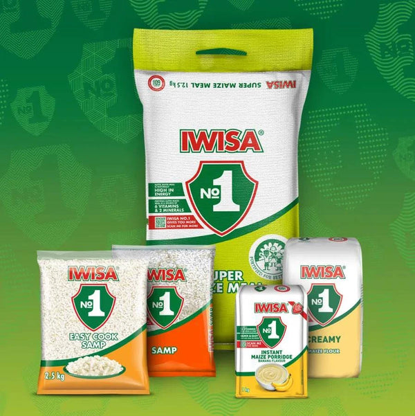 Iwisa Easy Cook Samp 2.5kg pack with vibrant branding, a quick-cooking South African staple made from dried maize kernels.
