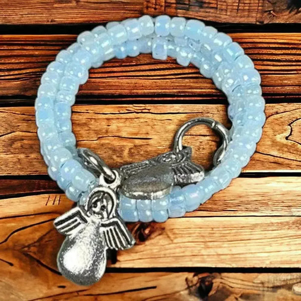 Light blue beaded serviette rings 6 pack made with love elegant table setting