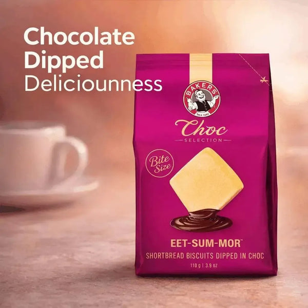 Bakers Eet-Sum-Mor chocolate dipped shortbread biscuits 110g pack