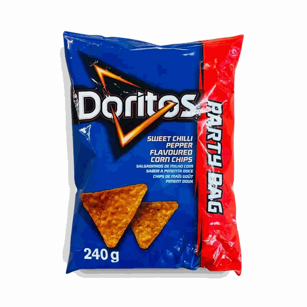 Simba Doritos Sweet Chilli 240g party bag with sweet and spicy chili flavor chips