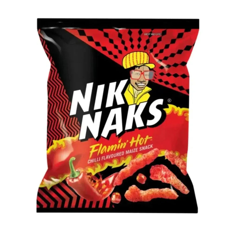 Simba Nik Naks Flamin Hot Chilli maize snack 135g bag