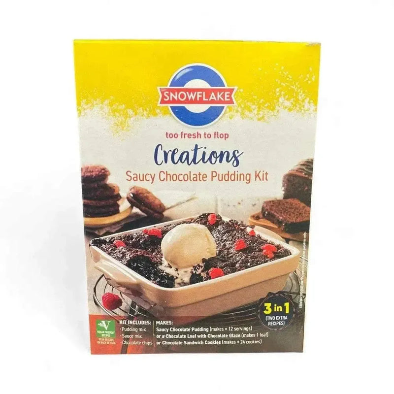 Snowflake Creations Saucy Chocolate Pudding 510g baking kit with chocolate mix and chips