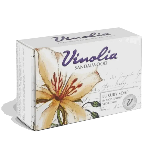 Vinolia Sandalwood luxury soap bar 125g with warm fragrance and moisturizing formula