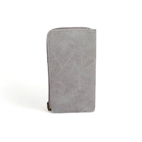 Cotton Road Large Wallet - Grey PU Leather with Red Heart - Something From Home - South African Shop