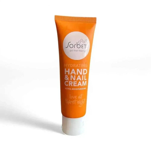 Sorbet Hand & Nail Cream Hydrating 75ml tube with tangerine scent and nourishing ingredients for soft hands and nails
