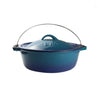 LK Flat Potjie Bake Pot 5L - BLUE Enamel(#12) - Something From Home - South African Shop