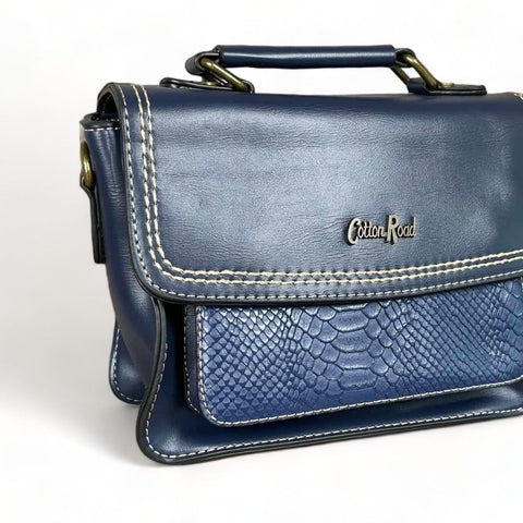 Cotton Road Box Bag - Navy Blue PU Leather - Something From Home - South African Shop