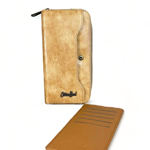 Cotton Road Large Wallet - Khaki PU Leather with Card Sleeve - Something From Home - South African Shop