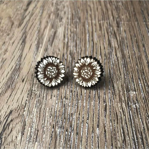 Earrings - White Circle with Sunflower - Something From Home - South African Shop