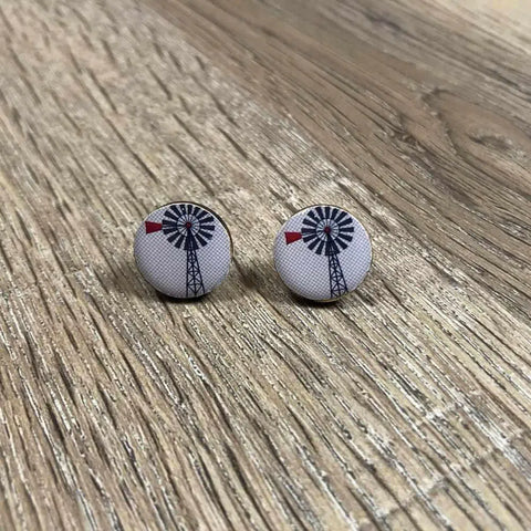 Earrings - White with Black and Red Windmill - Something From Home - South African Shop