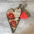 South African Shop - Key Tag - Wooden Heart With Orange Flowers- - Something From Home