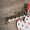 South African Shop - Key Tag - Wooden Heart With Pink Roses- - Something From Home