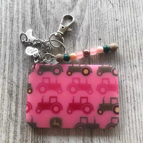 South African Shop - Keyring - Pink John Deere Tractor- - Something From Home